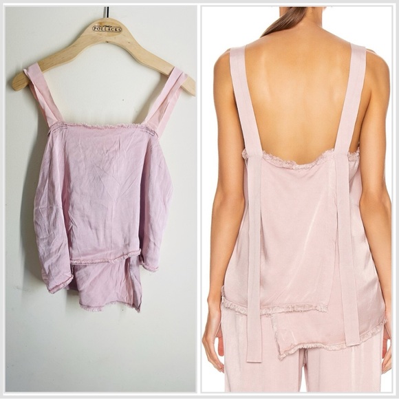 Raquel Allegra Silk Satin Cami Wide Leg Trouser Set Dusty Rose size XS - Picture 3 of 15